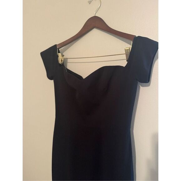 Dress the Population Gown Women Black Medium Logan Crepe Off Shoulder Sweetheart - Picture 3 of 12